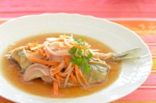 料理レッスン写真 - 100%天然素材家庭料理!5月は煮干だし!天然おだしの絶品汁物と、合わせだし香る野菜たっぷり魚料理